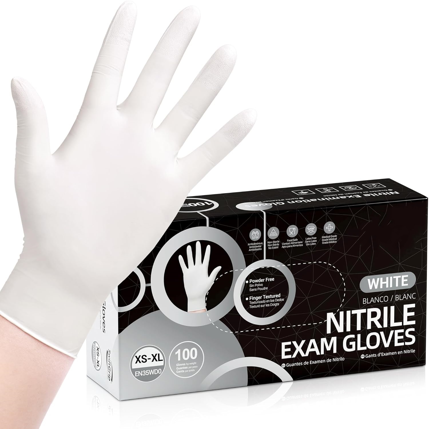 Rubber Glove Cleaning - قفازات نيتريل بيضاء للاستخدام مرة واحدة
