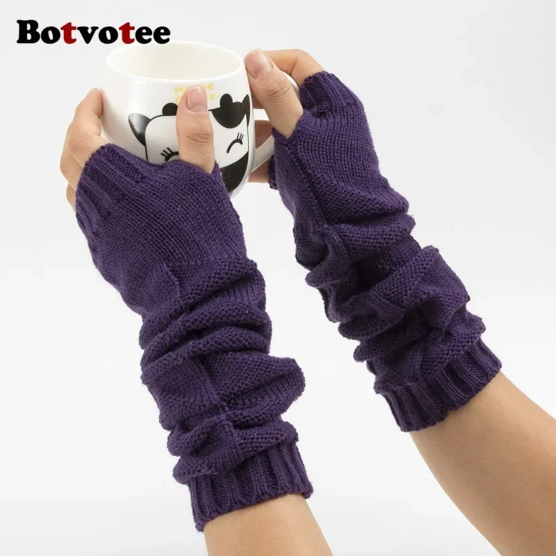 Fingerless Glove Knit - بوتفوتي واقيات ذراع محبوكة سميكة بتصميم