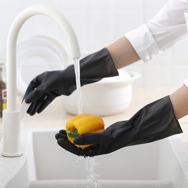 1 زوج قفازات سوداء المنزل غسل  - مراجعة Rubber Glove Cleaning وسعره