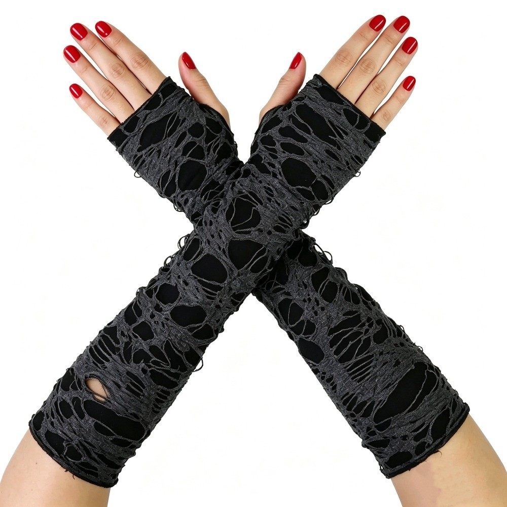 قفازات بانك طويلة بنمط مهترئ و - مراجعة Fingerless Glove Knit وسعره