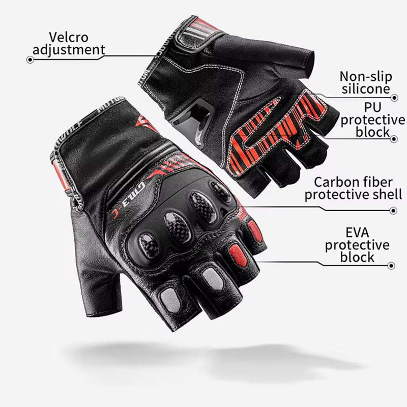 نصف اصبع قفازات للدراجات النار - مراجعة Motorcycle Glove Knuckle وسعره