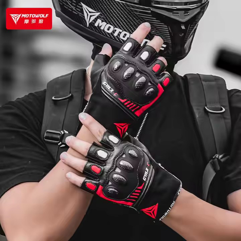 نصف اصبع قفازات للدراجات النار - مراجعة Motorcycle Glove Knuckle وسعره