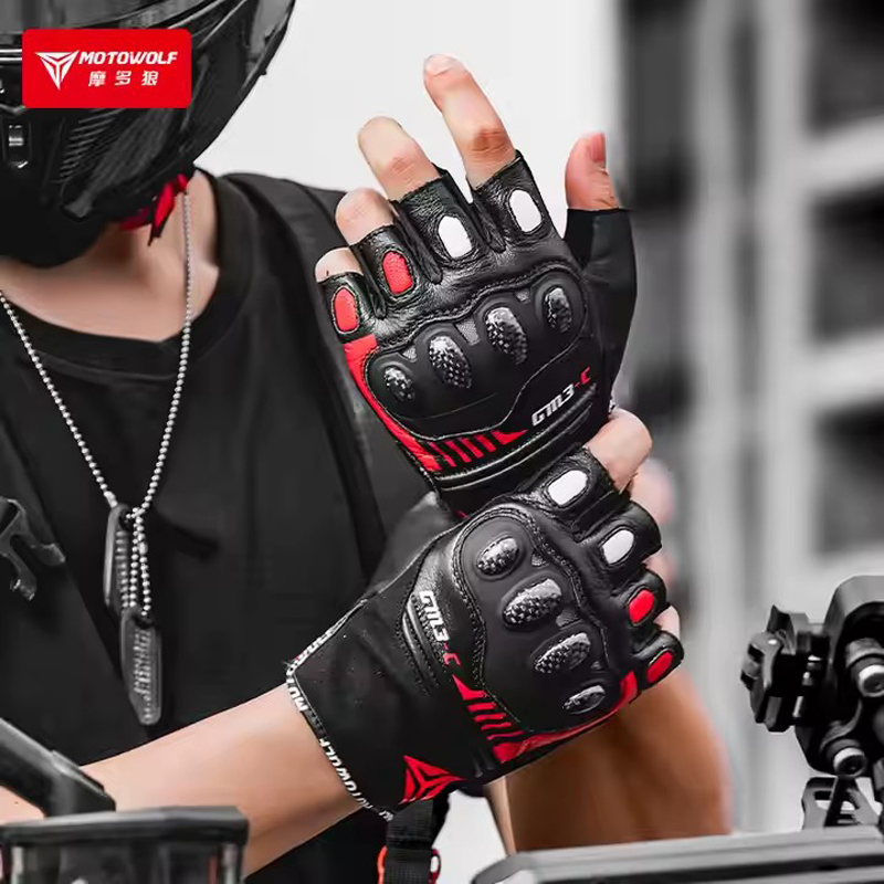 نصف اصبع قفازات للدراجات النار - مراجعة Motorcycle Glove Knuckle وسعره
